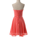 Grace Karin Strapless Chiffon simples e curtos padrões de vestido de baile rosa de melancia CL6297